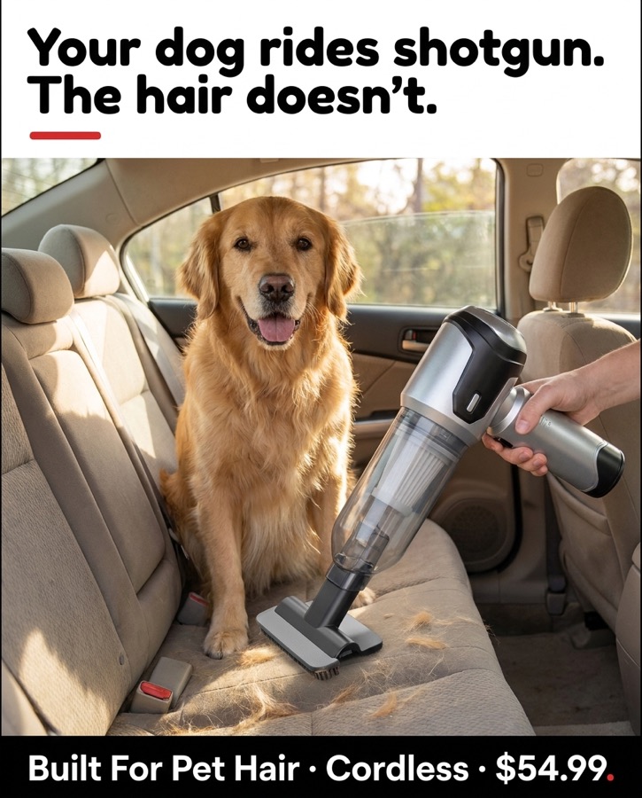 Vacuuming pet hair off a back seat