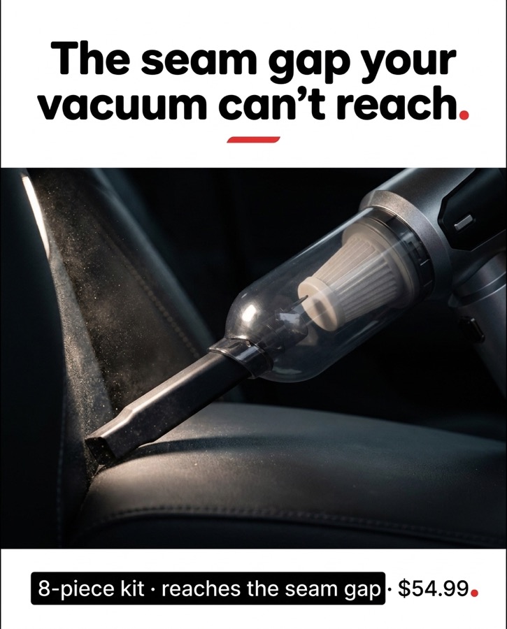 Nozzle reaching into a seat seam gap